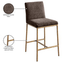 Meridian Reeves Brown Chenille Fabric Upholstered Counter Stool IMAGE 8