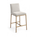  Meridian Reeves Cream Chenille Fabric Upholstered Counter Stool IMAGE 1