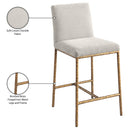  Meridian Reeves Cream Chenille Fabric Upholstered Counter Stool IMAGE 8
