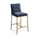  Color_Navy -- Reeves Navy Chenille Fabric Upholstered Counter Stool IMAGE 1