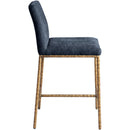  Meridian Reeves Navy Chenille Fabric Upholstered Counter Stool IMAGE 3