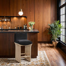  Meridian Shaw Black Chenille Fabric Upholstered Counter Stool IMAGE 2