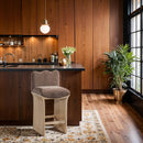  Color_Brown -- Shaw Brown Chenille Fabric Upholstered Counter Stool IMAGE 2