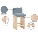  Color_Light Blue -- Shaw Light Blue Chenille Fabric Upholstered Counter Stool IMAGE 9