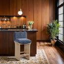  Color_Navy -- Shaw Navy Chenille Fabric Upholstered Counter Stool IMAGE 2