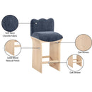  Meridian Shaw Navy Chenille Fabric Upholstered Counter Stool IMAGE 9