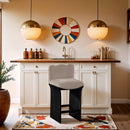  Meridian Shaw Beige Chenille Fabric Upholstered Counter Stool IMAGE 2