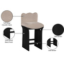  Meridian Shaw Beige Chenille Fabric Upholstered Counter Stool IMAGE 9