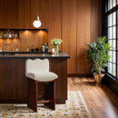  Color_Cream -- Shaw Cream Chenille Fabric Upholstered Counter Stool IMAGE 2