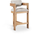  Color_Beige -- Sacha Beige Linen Textured Fabric Upholstered Counter Stool IMAGE 1