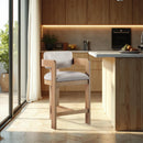  Color_Beige -- Sacha Beige Linen Textured Fabric Upholstered Counter Stool IMAGE 2