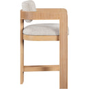  Color_Beige -- Sacha Beige Linen Textured Fabric Upholstered Counter Stool IMAGE 4