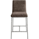  Meridian Reeves Brown Chenille Fabric Upholstered Counter Stool IMAGE 2