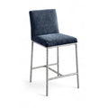  Color_Navy -- Reeves Navy Chenille Fabric Upholstered Counter Stool IMAGE 1