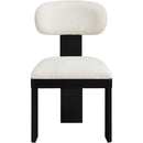  Color_Cream -- Timbra Cream Linen Textured Fabric Upholstered Dining Chair IMAGE 2