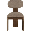  Color_Brown -- Timbra Brown Linen Textured Fabric Upholstered Dining Chair IMAGE 2