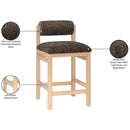  Meridian Roundhill Brown Linen Textured Fabric Upholstered Counter Stool IMAGE 10