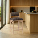  Color_Brown -- Roundhill Brown Linen Textured Fabric Upholstered Counter Stool IMAGE 2