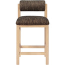  Meridian Roundhill Brown Linen Textured Fabric Upholstered Counter Stool IMAGE 3