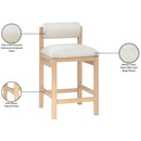  Meridian Roundhill Cream Linen Textured Fabric Upholstered Counter Stool IMAGE 10