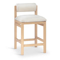  Color_Cream -- Roundhill Cream Linen Textured Fabric Upholstered Counter Stool IMAGE 1