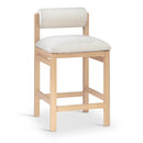  Meridian Roundhill Cream Linen Textured Fabric Upholstered Counter Stool IMAGE 1