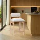  Color_Cream -- Roundhill Cream Linen Textured Fabric Upholstered Counter Stool IMAGE 2