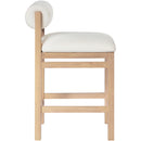  Color_Cream -- Roundhill Cream Linen Textured Fabric Upholstered Counter Stool IMAGE 4
