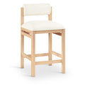  Color_Cream -- Roundhill Cream Vegan Leather Upholstered Counter Stool IMAGE 1