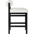  Color_Cream -- Roundhill Cream Linen Textured Fabric Upholstered Counter Stool IMAGE 4