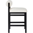  Meridian Roundhill Cream Linen Textured Fabric Upholstered Counter Stool IMAGE 4