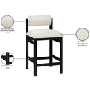  Color_Cream -- Roundhill Cream Linen Textured Fabric Upholstered Counter Stool IMAGE 9