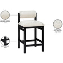  Meridian Roundhill Cream Linen Textured Fabric Upholstered Counter Stool IMAGE 9