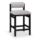  Meridian Roundhill Grey Linen Textured Fabric Upholstered Counter Stool IMAGE 1
