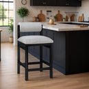  Meridian Roundhill Grey Linen Textured Fabric Upholstered Counter Stool IMAGE 2