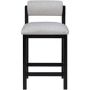  Meridian Roundhill Grey Linen Textured Fabric Upholstered Counter Stool IMAGE 3