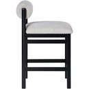  Meridian Roundhill Grey Linen Textured Fabric Upholstered Counter Stool IMAGE 4
