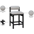  Meridian Roundhill Grey Linen Textured Fabric Upholstered Counter Stool IMAGE 9