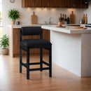  Meridian Roundhill Black Vegan Leather Upholstered Counter Stool IMAGE 2
