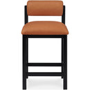  Meridian Roundhill Cognac Vegan Leather Upholstered Counter Stool IMAGE 3