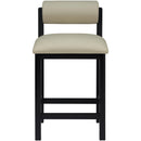 Color_Taupe -- Roundhill Taupe Vegan Leather Upholstered Counter Stool IMAGE 3