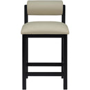  Meridian Roundhill Taupe Vegan Leather Upholstered Counter Stool IMAGE 3