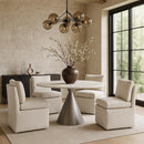  Color_Cream -- Nelori Cream Linen Textured Performance Fabric Upholstered Dining Chair IMAGE 2