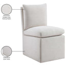  Color_Cream -- Nelori Cream Linen Textured Performance Fabric Upholstered Dining Chair IMAGE 9