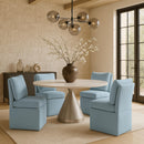  Color_Light Blue -- Nelori Light Blue Linen Textured Performance Fabric Upholstered Dining Chair IMAGE 2