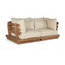  Meridian Mirella 76" Tan Water Resistant Fabric Upholstered 2 pc Outdoor Patio Modular Loveseat IMAGE 1