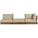 Meridian Mirella 112" Tan Water Resistant Fabric Upholstered 3 pc Outdoor Patio Modular Sofa IMAGE 3