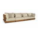  Meridian Mirella 150" Tan Water Resistant Fabric Upholstered 4 pc Outdoor Patio Modular Sofa IMAGE 1