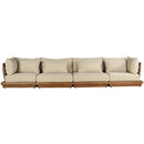  Meridian Mirella 150" Tan Water Resistant Fabric Upholstered 4 pc Outdoor Patio Modular Sofa IMAGE 3