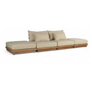  Meridian Mirella 148" Tan Water Resistant Fabric Upholstered 4 pc Outdoor Patio Modular Sofa IMAGE 1